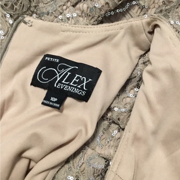 Alex Evenings Buff Maxi Gown with Ruffled Slit and Halter Neckline - Picture 7 of 7